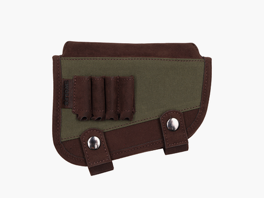 2Wolfs PUMA III buttstock cartridge holder, round R, brown/green (2W01005085R)
