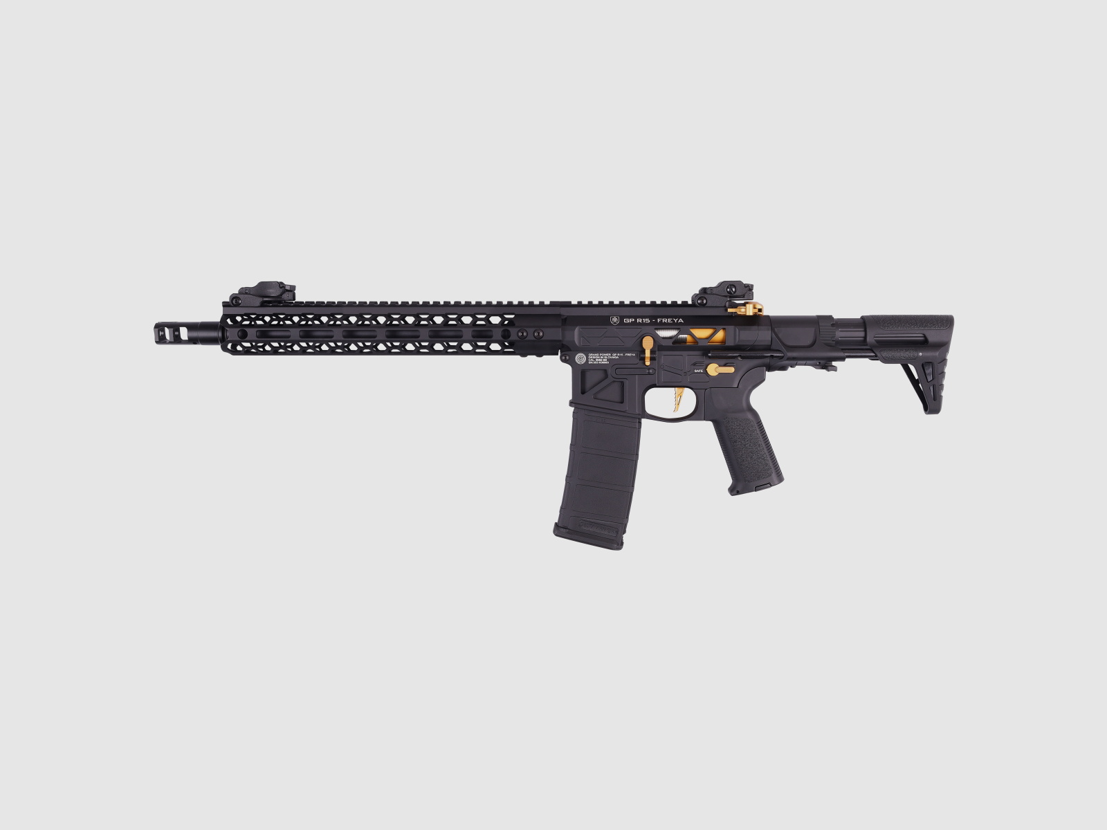 GP R15 FREYA HEXAGON Skeleton 12,5" PDW gen.2 M-LOK Schwarz/Gold S-AEG Frei ab 18 Jahren -F- | Delta Armory