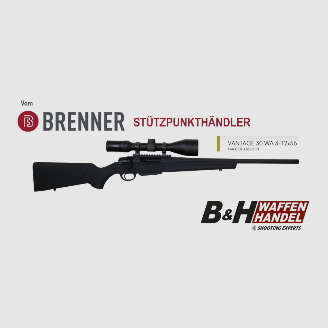 Pacchetto completo Brenner BR20 Polymer .30-06Spring. con Hawke Vantage 3-12x56