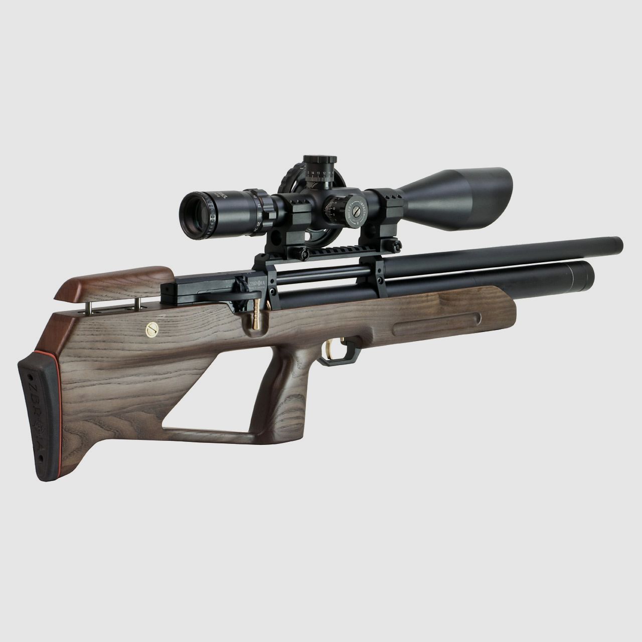Bullpup Pressluftgewehr Zbroia Kozak mit integriertem SchalldĂ¤mpfer Holzschaft braun Kaliber 4,5 mm (P18)