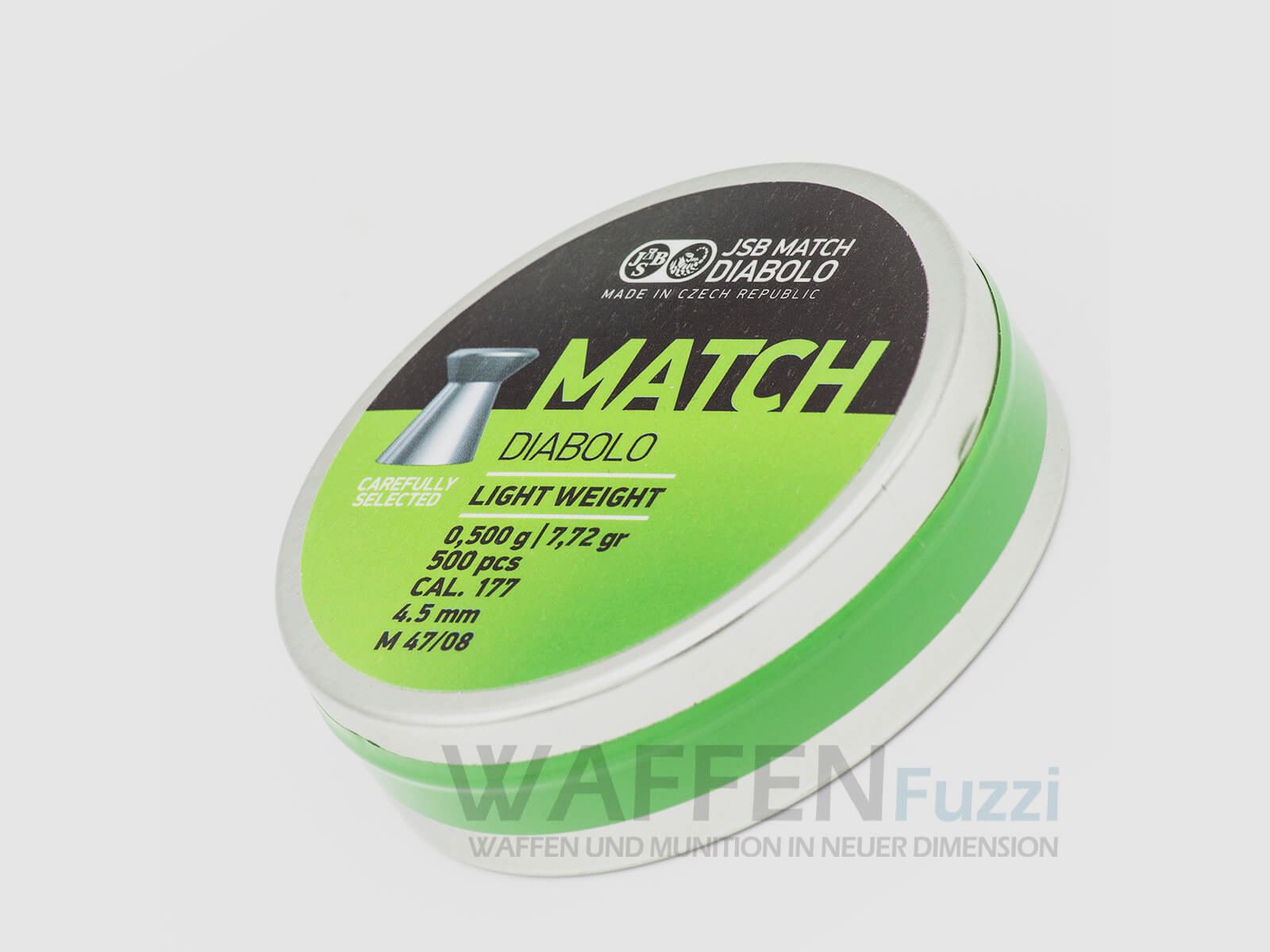 JSB Match Diabolo calibro 4,5mm testa piatta peso leggero 0,50g, immagine 1 di 2