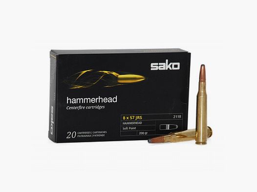 BOX OF 20 CARTRIDGES SAKO CAL. 8X57 JRS HAMMERHEAD 200 GRS