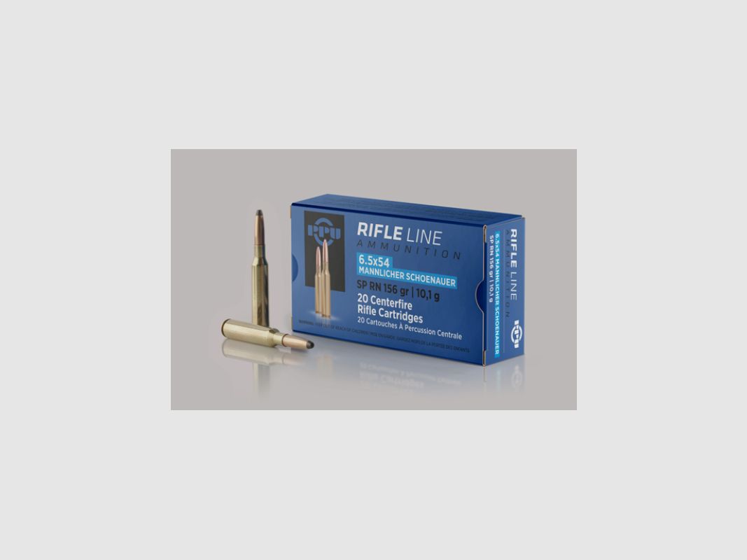 PPU 6.5X54 MANNLICHER SCHOENAUER 156 GRS / 10.1 G SP RN 20 PCS