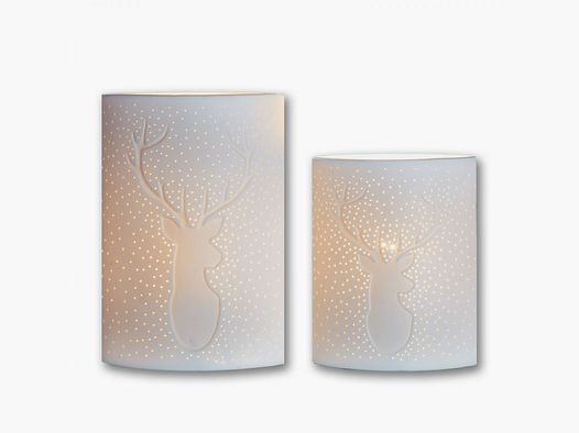 Porzellan Lampe mit Hirschmotiv