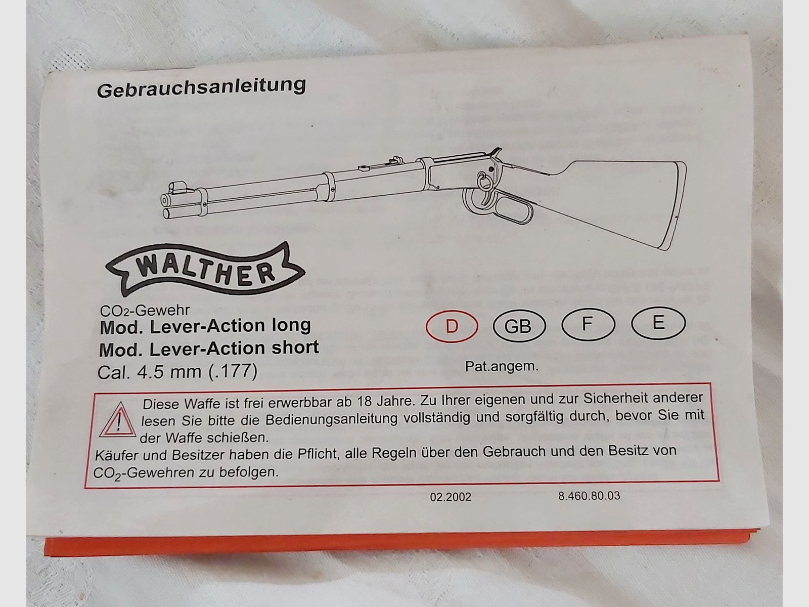 Walther Lever Action Wells Fargo long CO2-Gewehr in Gold-Optik im Kaliber 4,5mm -