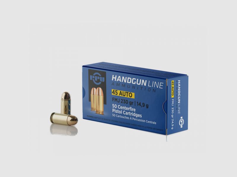 PPU VOLLMANTELPATRONEN- FMJ - .45 AUTO - 230 GRS. / 14,9 G - 50 SCHUSS