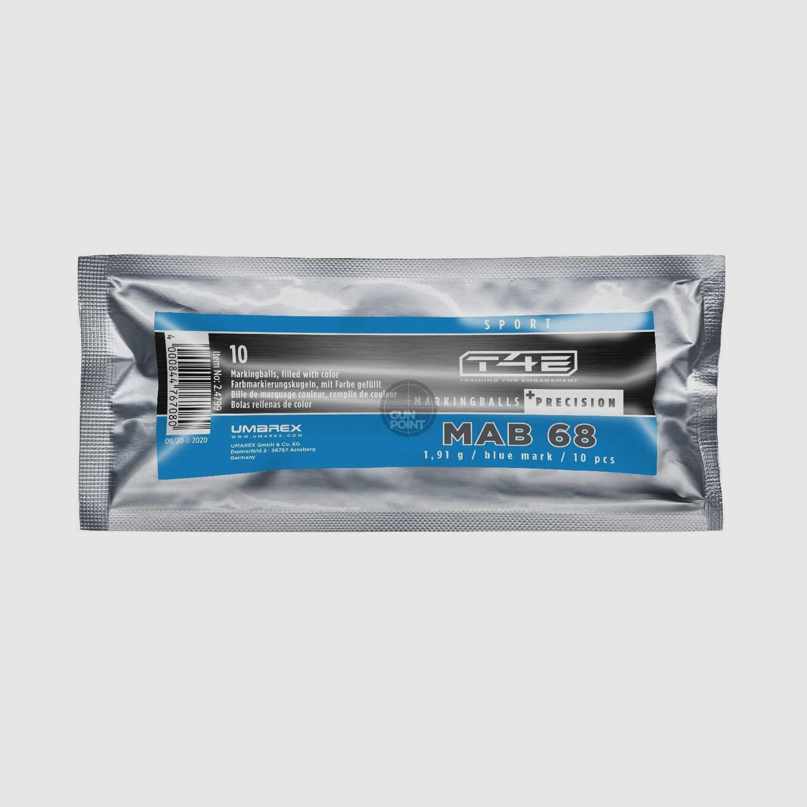 Balles de marquage T4E Sport MAB 68 Précision cal. .68 - Contenu : 10 pièces.