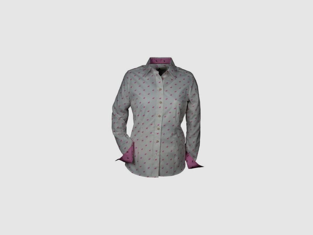 Hubertus Damen Jagd Bluse mit Hirschmotiven weiß