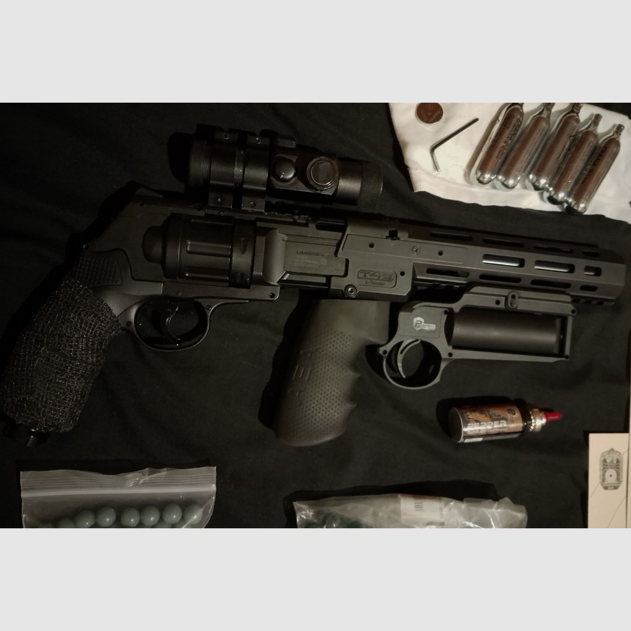 Long T4e HDR50 Tactical Rifle Kit point rouge balles en caoutchouc RAM Paintball marqueur Cal .50 set capsules CO2 revolver lanceur de poivre canon long Red DOT