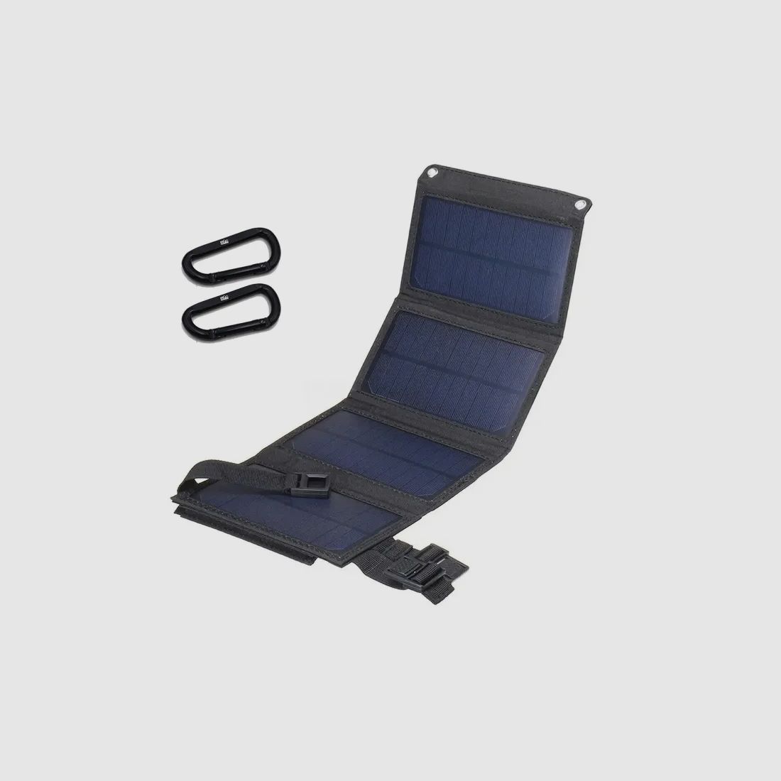 Pequeño panel solar plegable con conexión USB de 10-20 vatios en negro