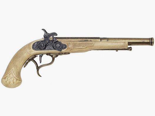 Pistola decorativa a pietra focaia con parti mobili