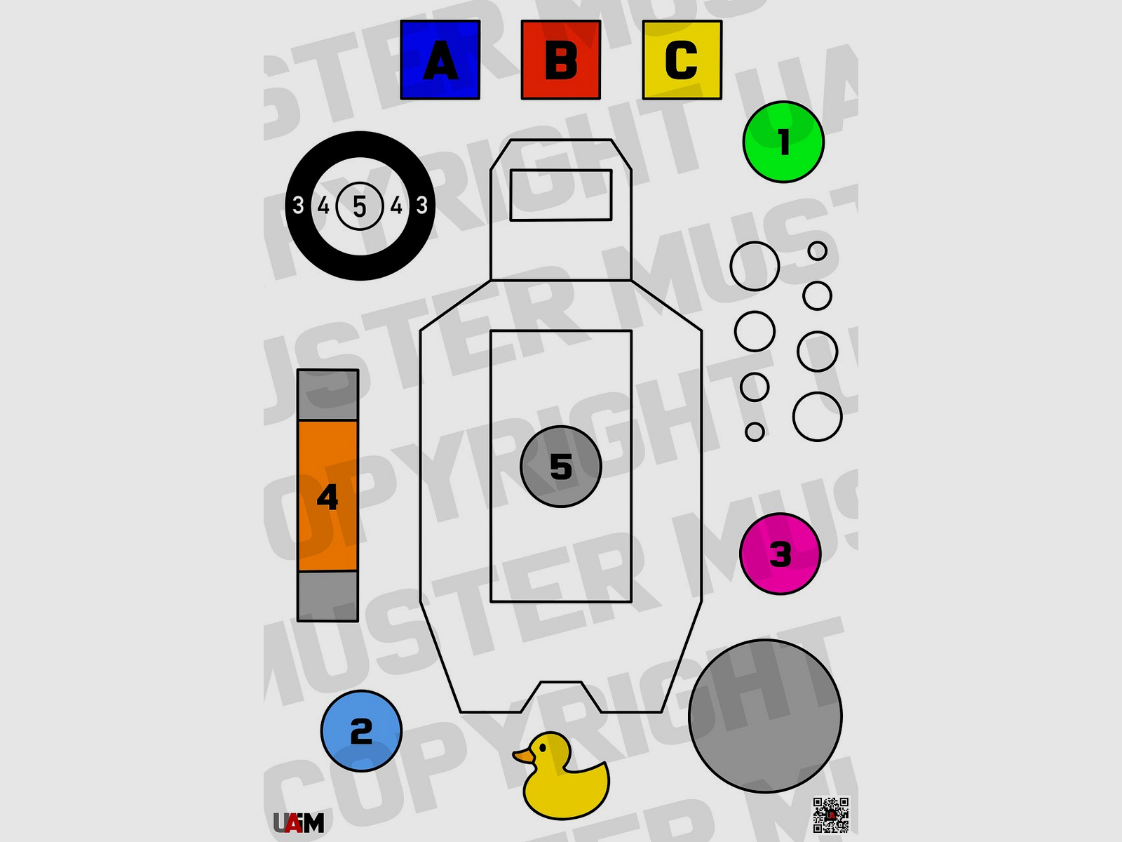 Multi Drill 1 Target DIN A1 - Colorful Target Design for Versatile Shooting...