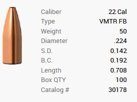 Barnes Geschoss .22/.224 50GR Varminator HP FB 100 Stück