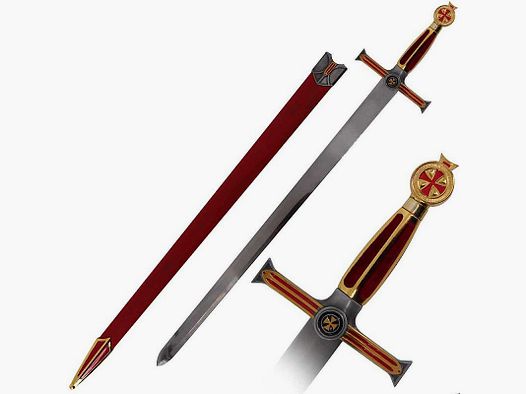 Grandmaster Templar sword with red scabbard
