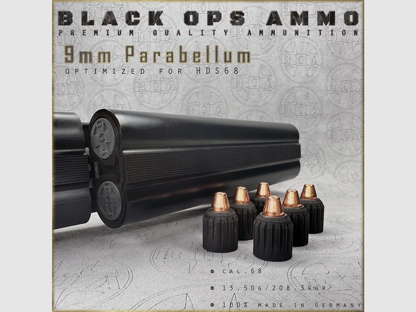 8x 9mm Parabellum BLACK OPS AMMO Luftgewehr TS HDS 68 Kal.68 Munition Umarex HDS68 TS68