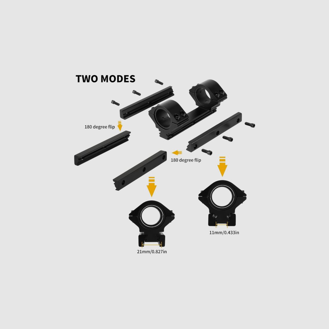 Universal niedrige Montagebasis 25,4 / 30 mm Breite, für 11 / 20 mm Schiene