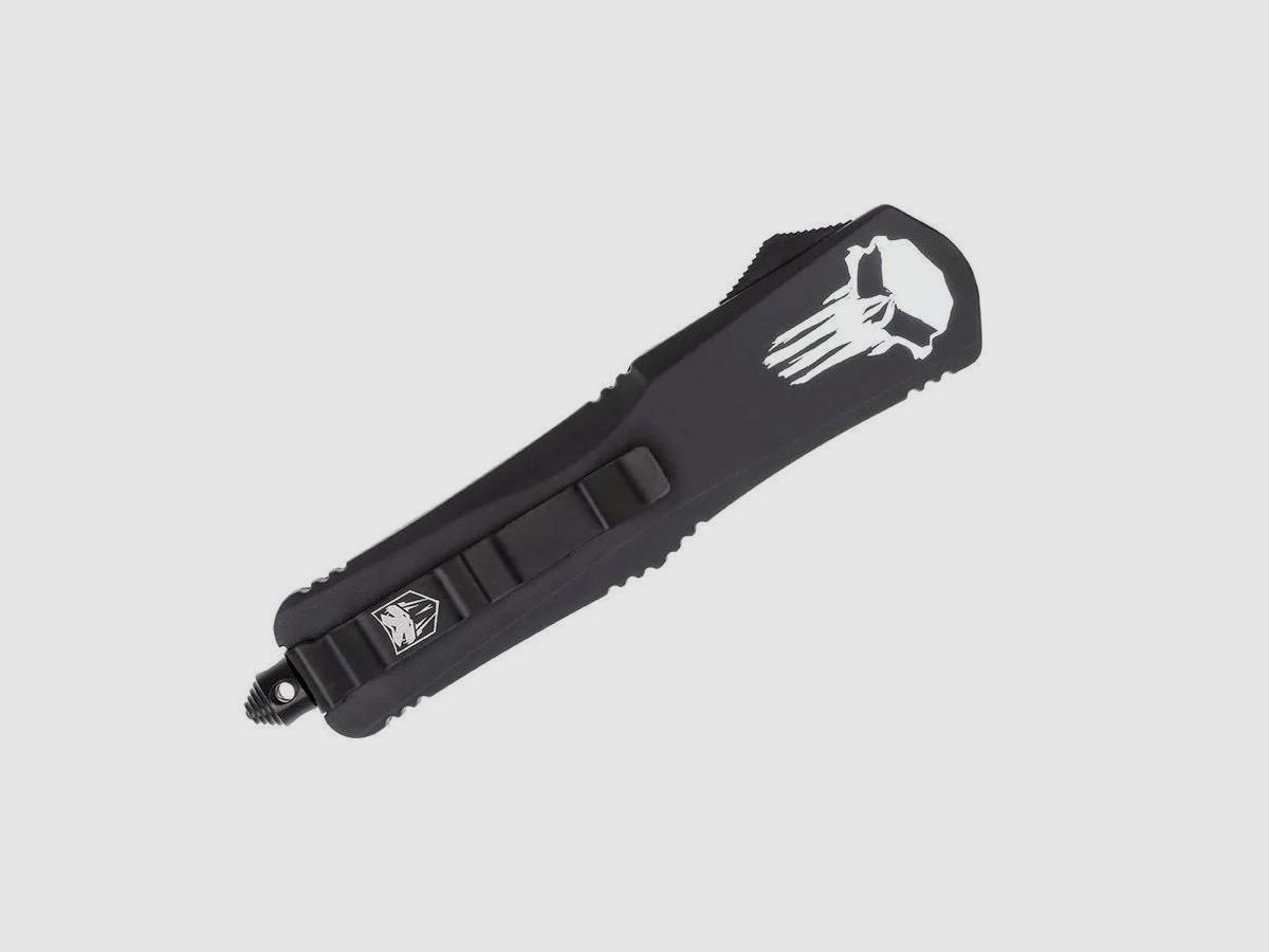 CobraTec Large FS-3 Punisher negro cuchillo automático de hoja tanto serrada OTF, imagen 4 de 8