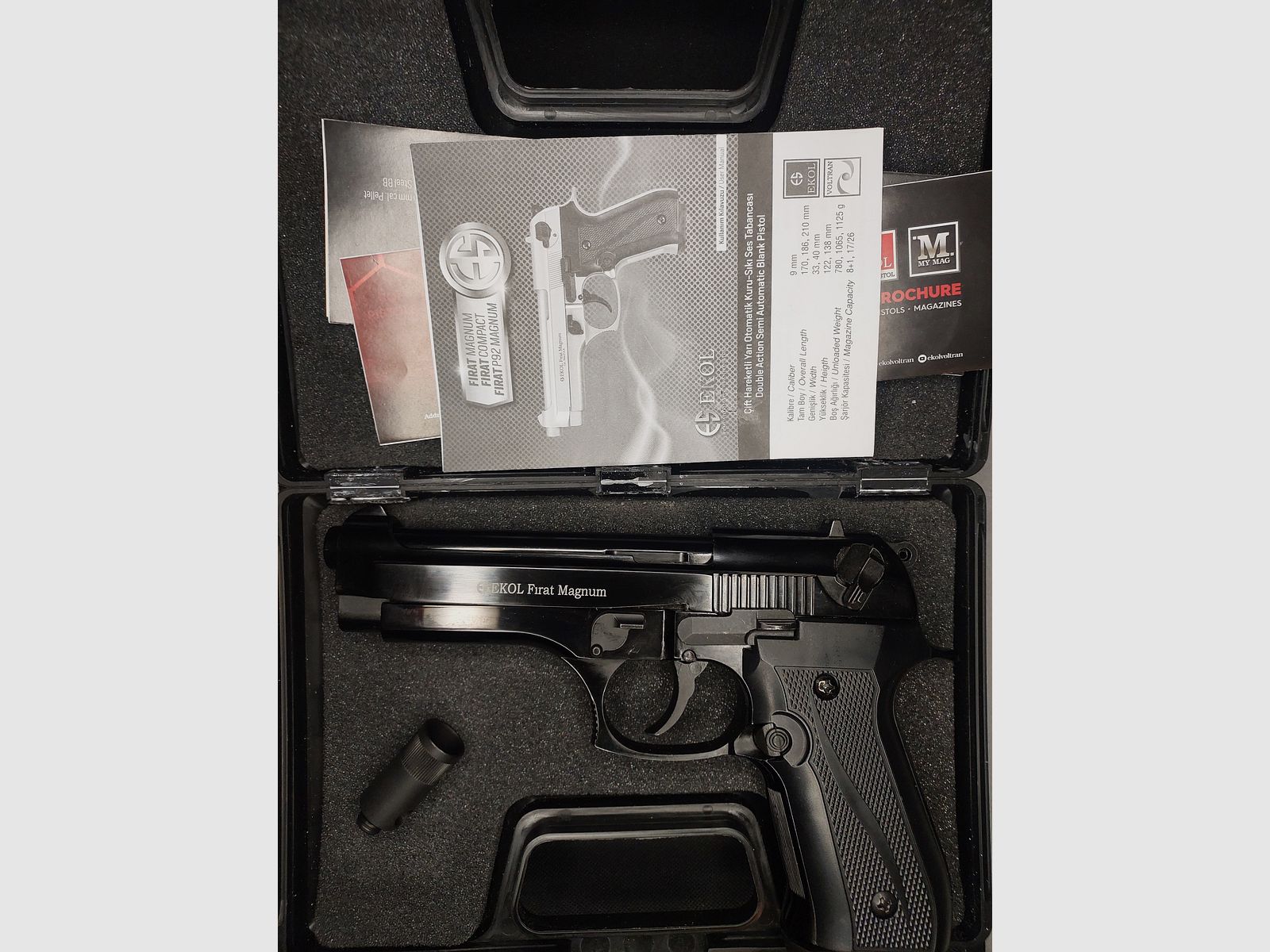 Ekol Firat Magnum Schreckschuss Pistole in schwarz, Kaliber 9mm P.A.K. (PTB 1112) wie neu!