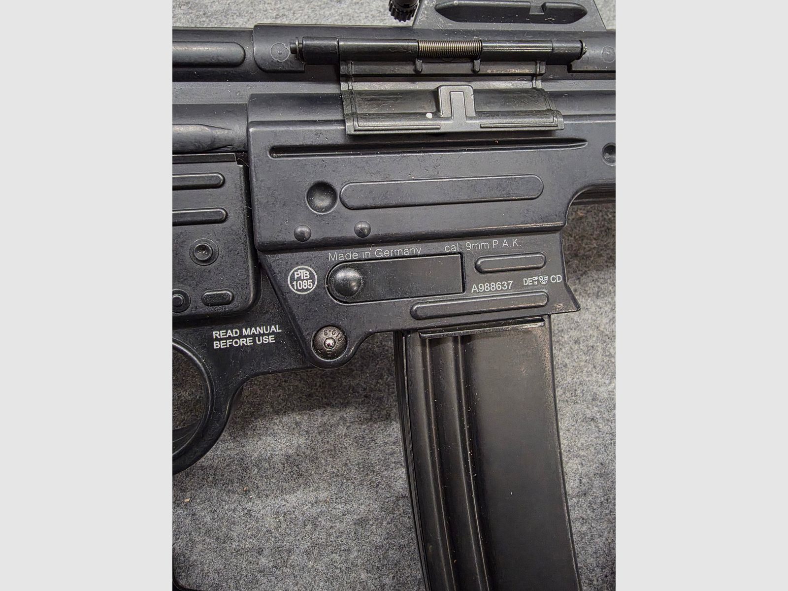 With warranty like new STG44 assault rifle caliber 9mm PAK blued PTB 1085 blank firing SRS