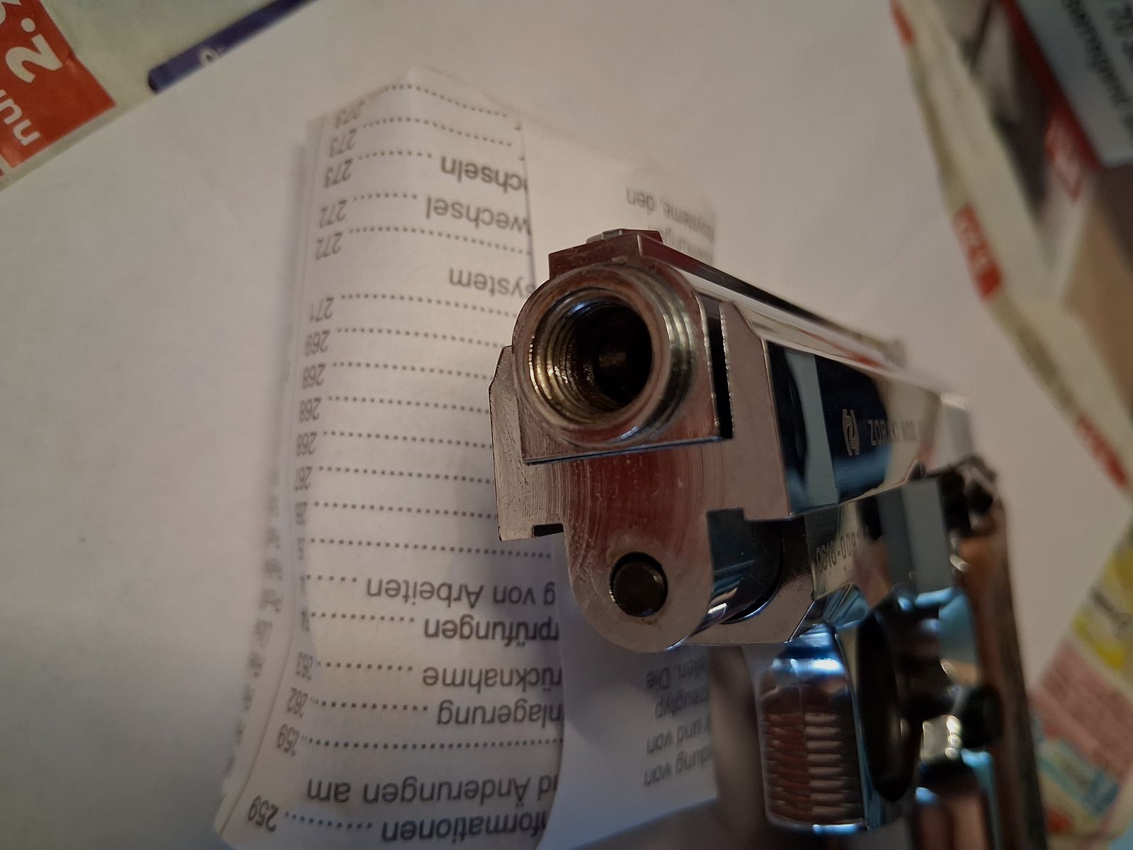 Zoraki 914 chrome (PTB-972), with wooden grips, spare magazine (like new)