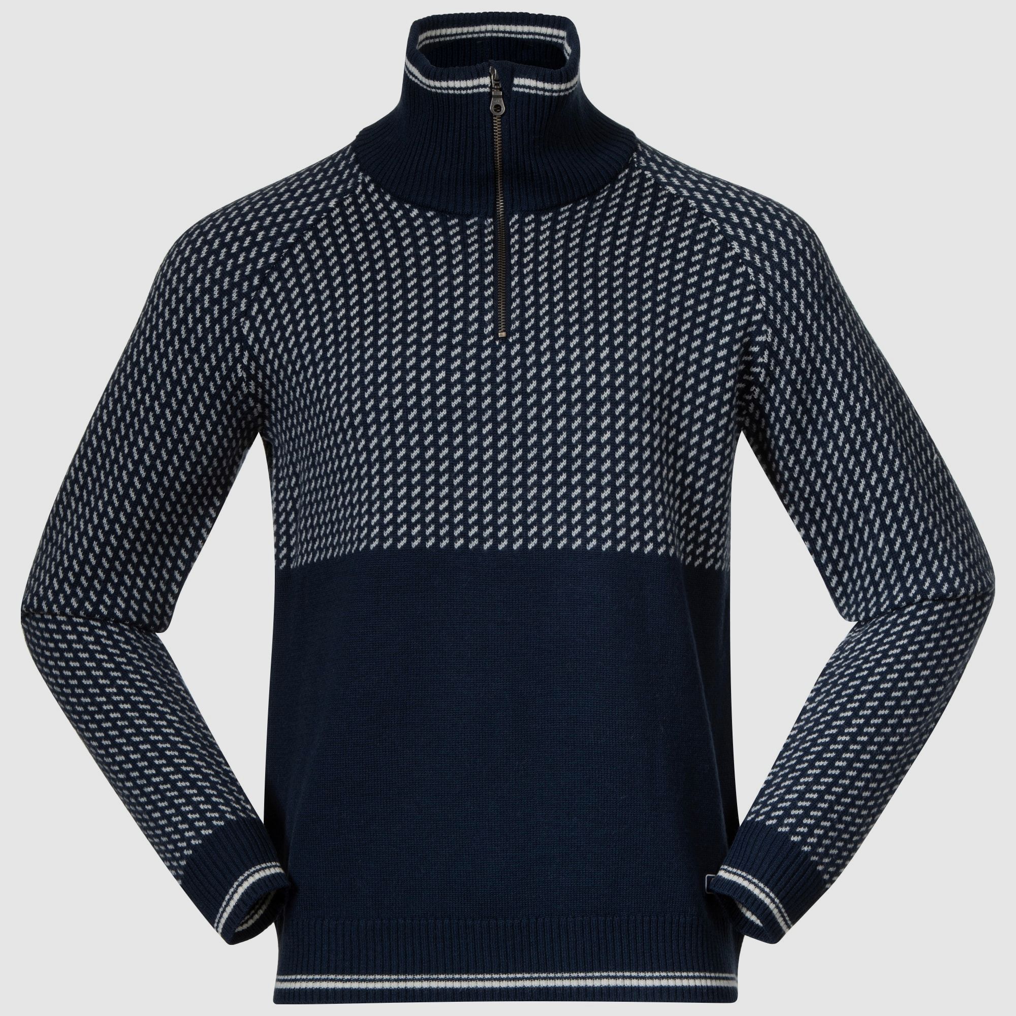 Bergans Alvdal Wool Half Zip Heren Marineblauw/Vanillewit L
