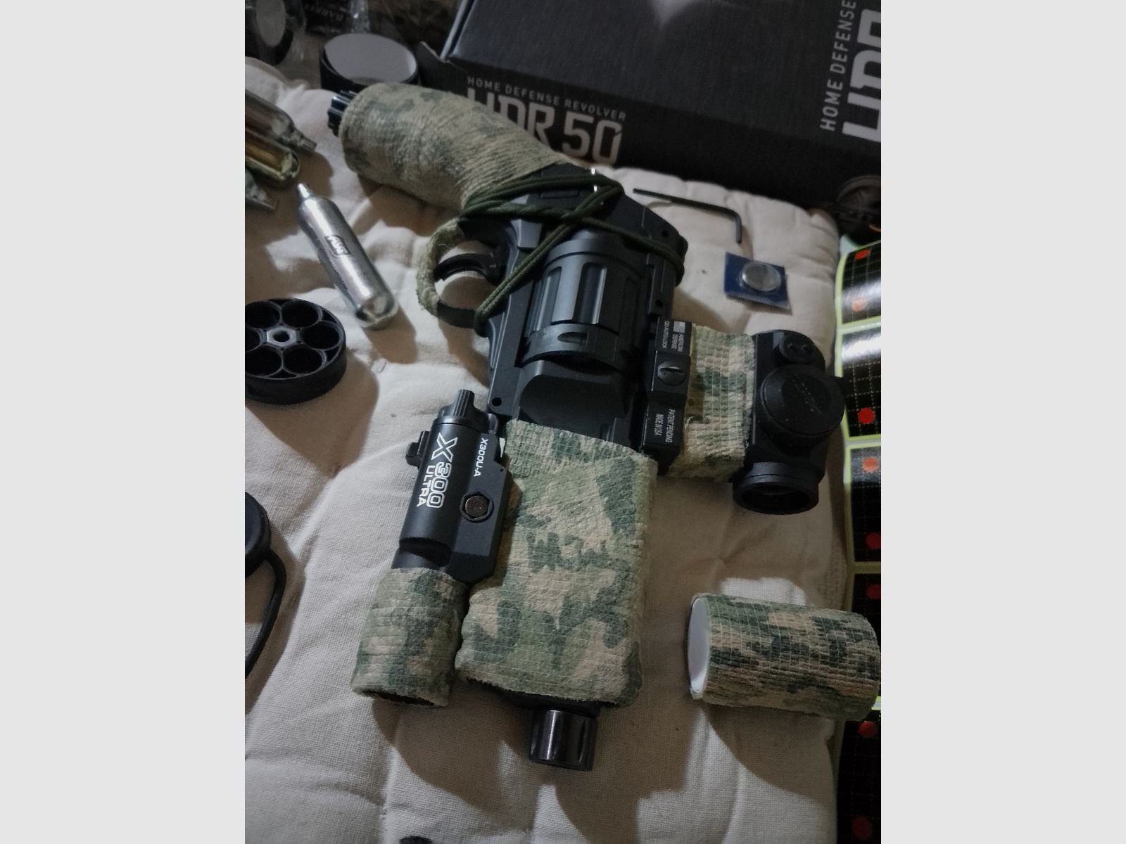 T4e HDR50 Tuning canna rosso verde punto di mira pallini in acciaio gomma RAM Paintball marker Cal .50 set lampada capsule CO2