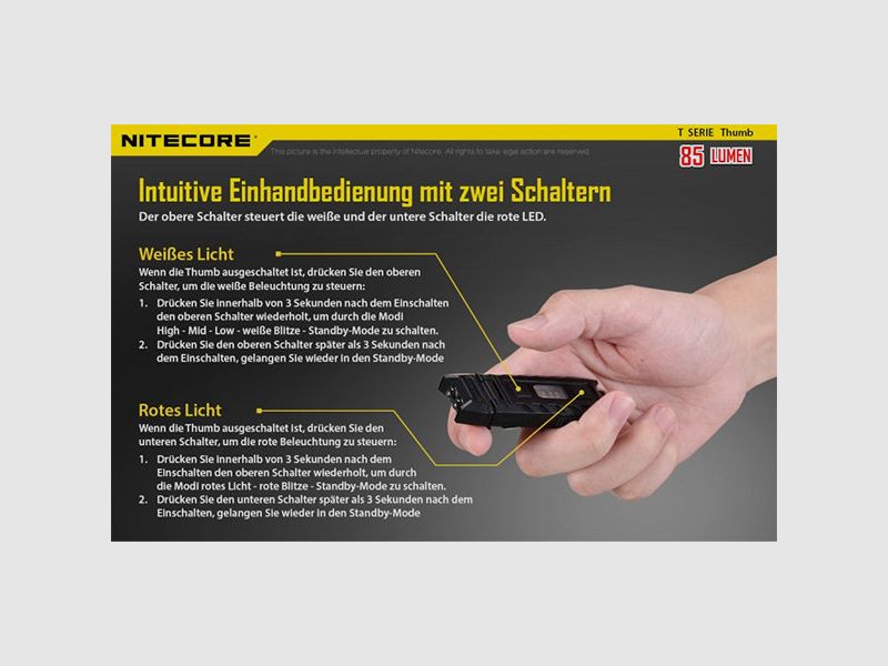 LED-TASCHENLAMPE THUMB - 85 Lumen (inkl. Akku mit USB-C-Anschluss), Bild 8 von 10