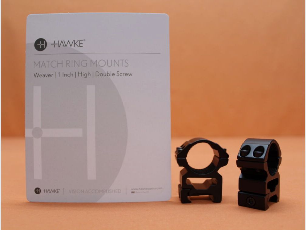 HAWKE HAWKE Montageringen Match 1" hoog (22114) BH=14mm Aluminium zwart mat voor Weaver-/ Picatinnyprofiel