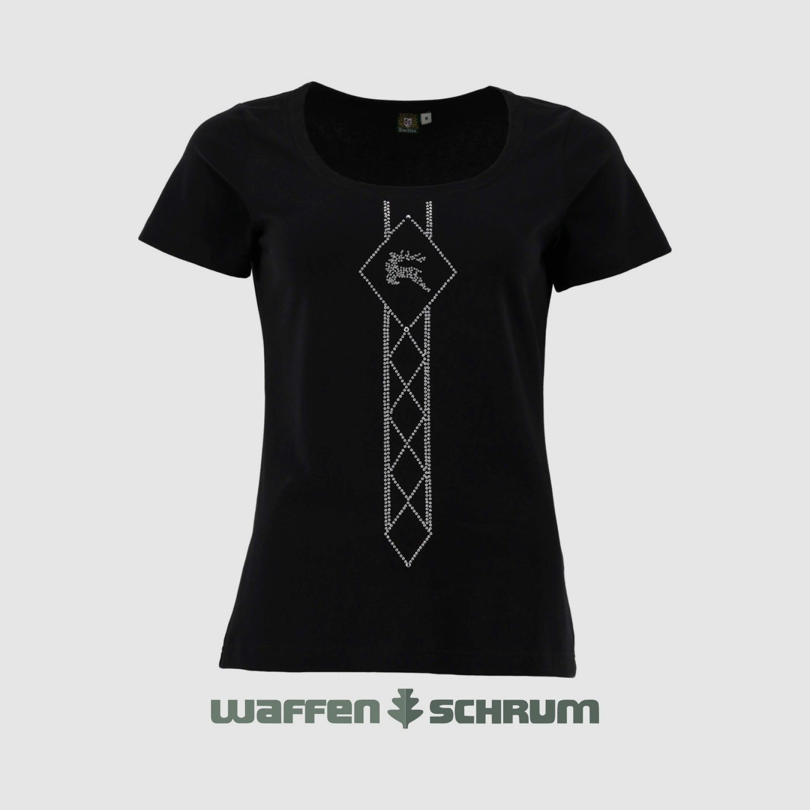 OS Trachten T-Shirt Okrągły Dekolt Kryształki