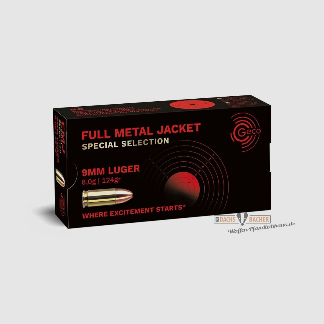 GECO 9 mm Luger FMJ Special Selection Full Metal Jacket 8,0g/124gr 50 Schuß