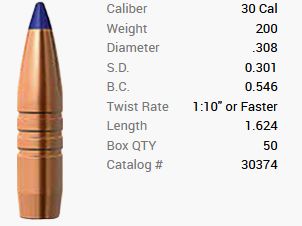 Balle Barnes .30/.308 200GR Long-Range X Hunting BT 50 pièces