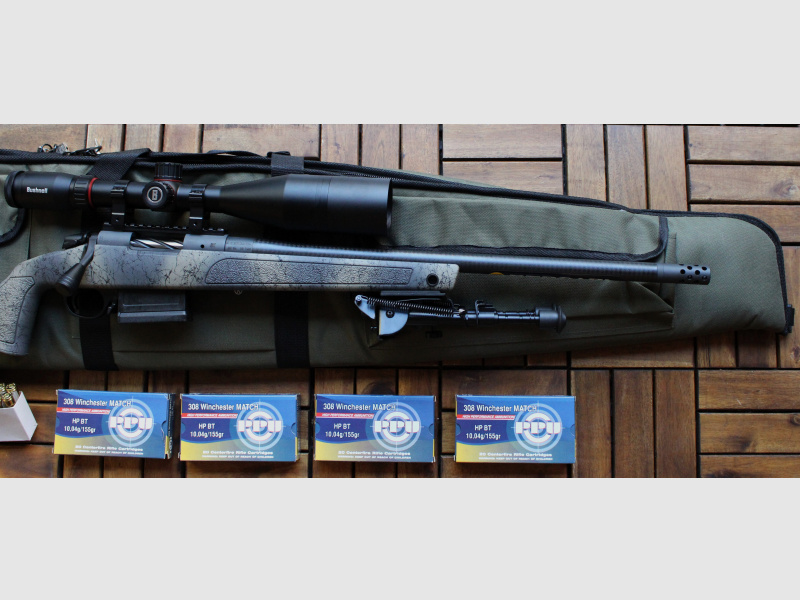 Bergara BA 14 HMR Carbon Repetierbüchse Kal. .308 Win. Zweibein, Rusan Montage, Bushnell Nitro ZF