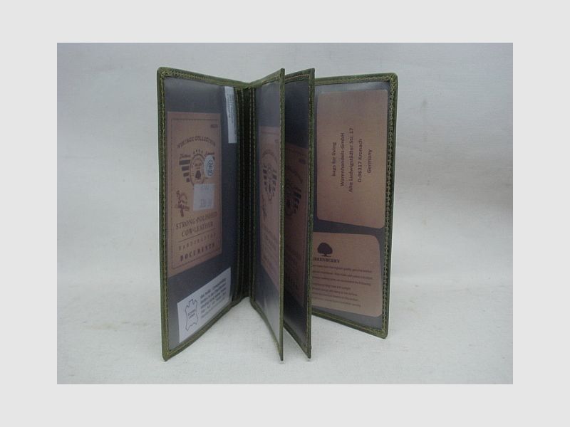 Hunting license case deer motif - 6 compartments, olive