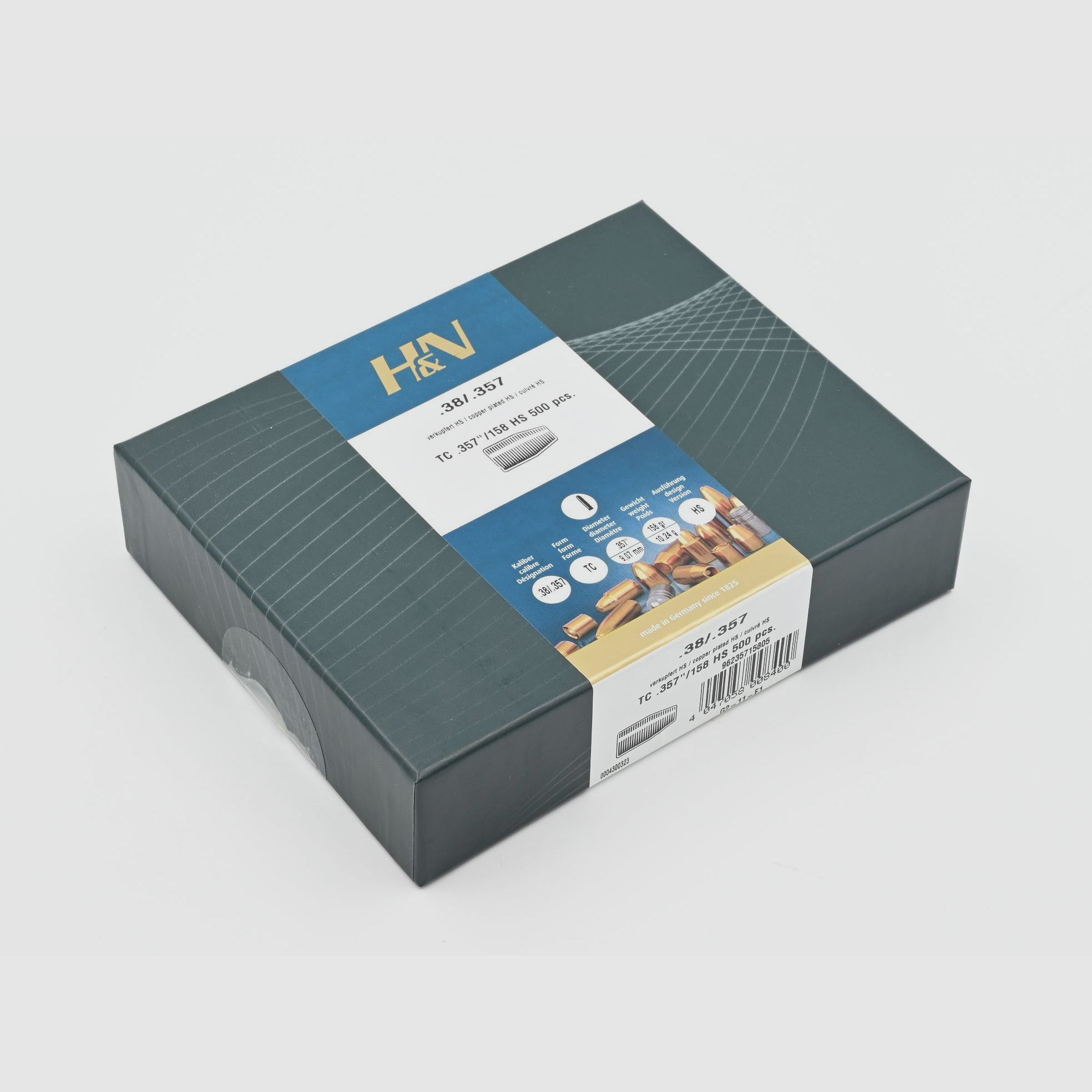 Pistolen/Revolvergeschosse, H+N .357 HS-KS, 158gr, 500 Stk, .357 Mag.
