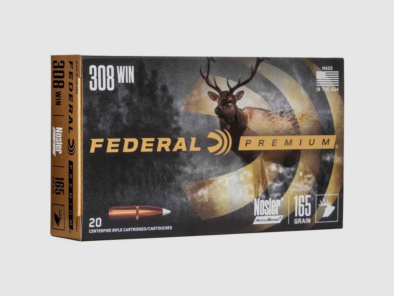 .308 Win. Premium Nosler Accubond 165 gr. Munizioni Federal