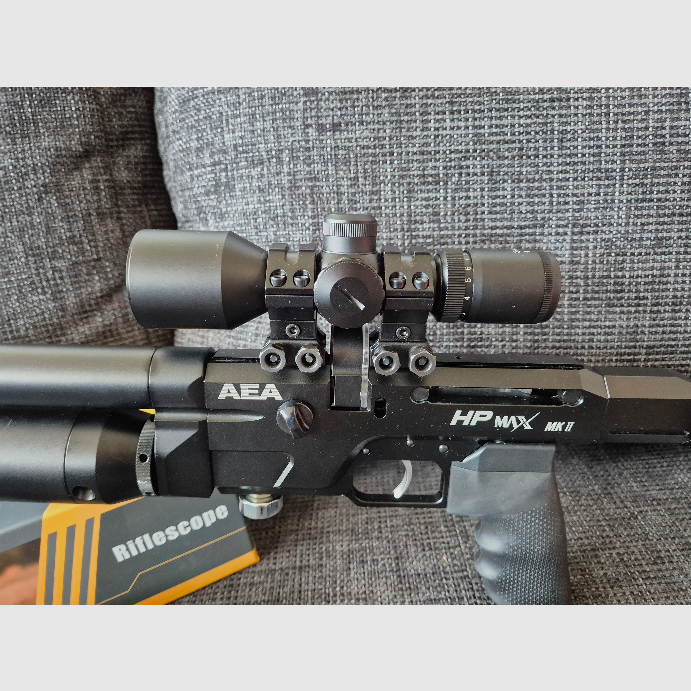 AEA HP Max MK2 9mm/.357 conjunto completo: 5 cargadores, 2 tanques, compresor VEVOR, ópticas y accesorios (GoGun 03/2025)