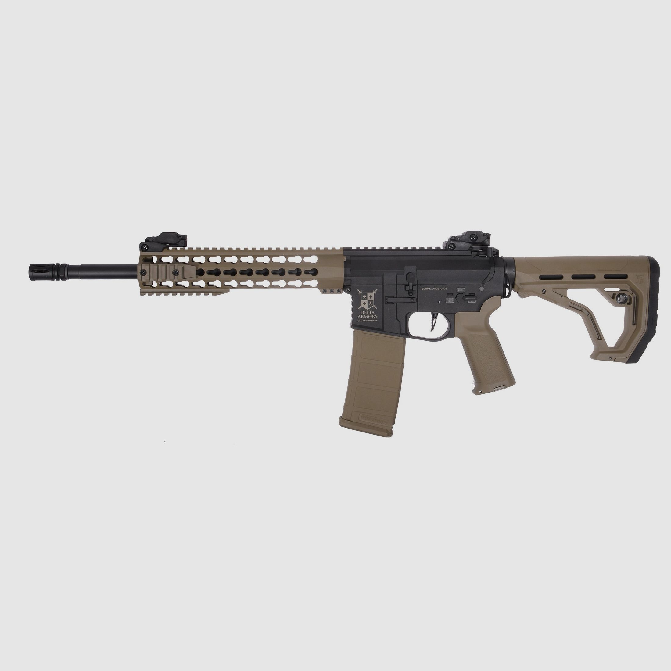 AR15 KeyMod 10 Zoll CHARLIE EAGLE ETU Tan/Schwarz AEG Softair Gewehr max. 0,5J | Delta Armory