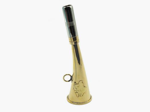 Rufhorn Januel aus Messing 16cm mit Wildschwein-Dekor
