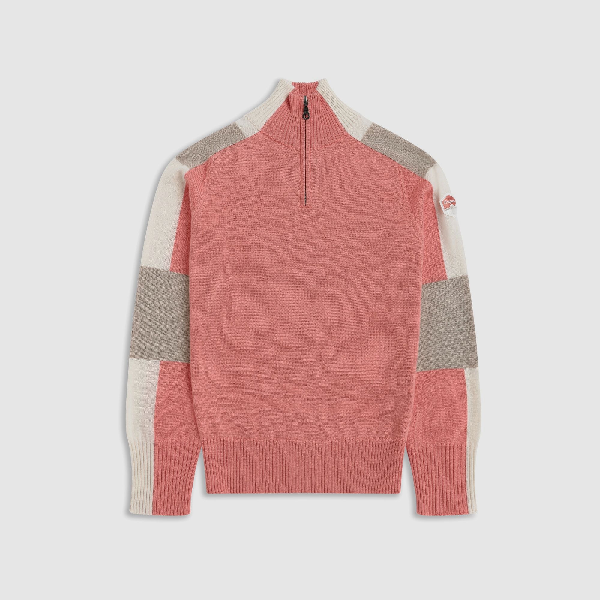 Bergans Lyderhorn Half-Zip Maglione in Lana Donna Rosso/Beige Chiaro S