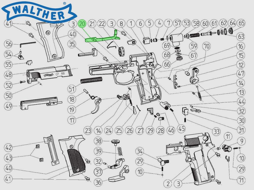 Zugstange fĂĽr CO2 Pistole Walther CP88, Ersatzteil