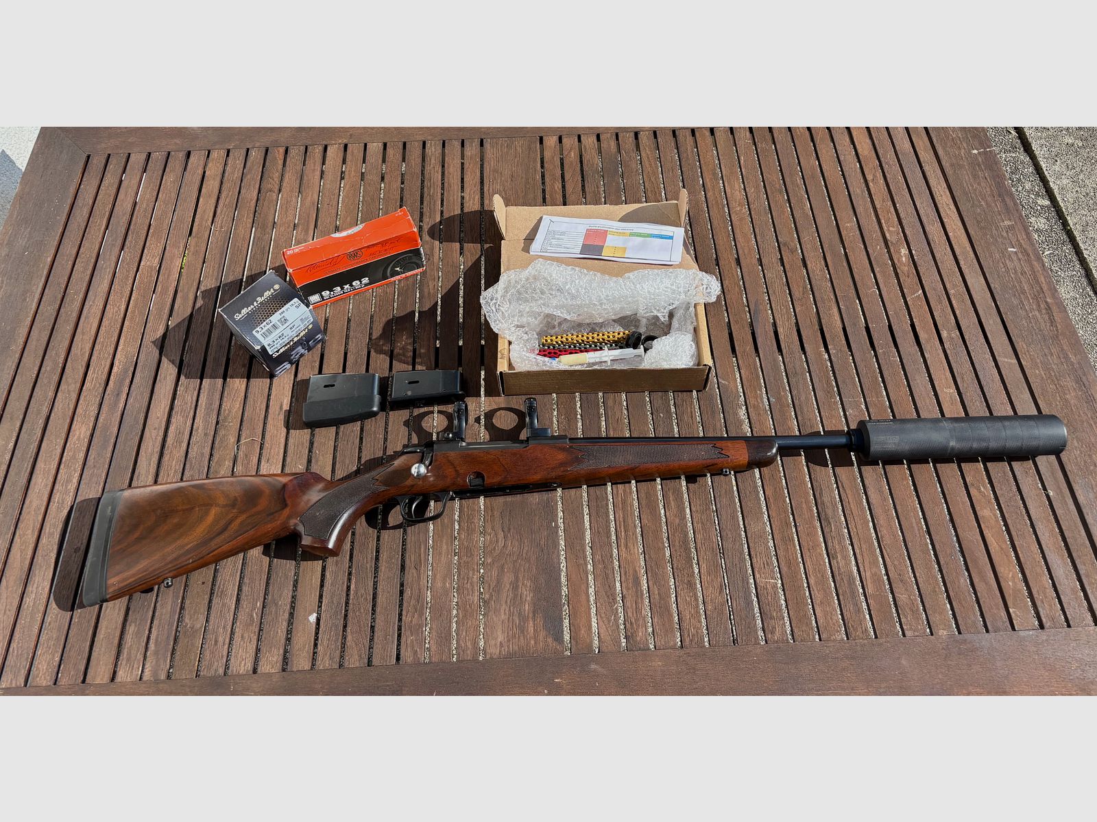 Tikka 695, cal. 9.3x62 with silencer