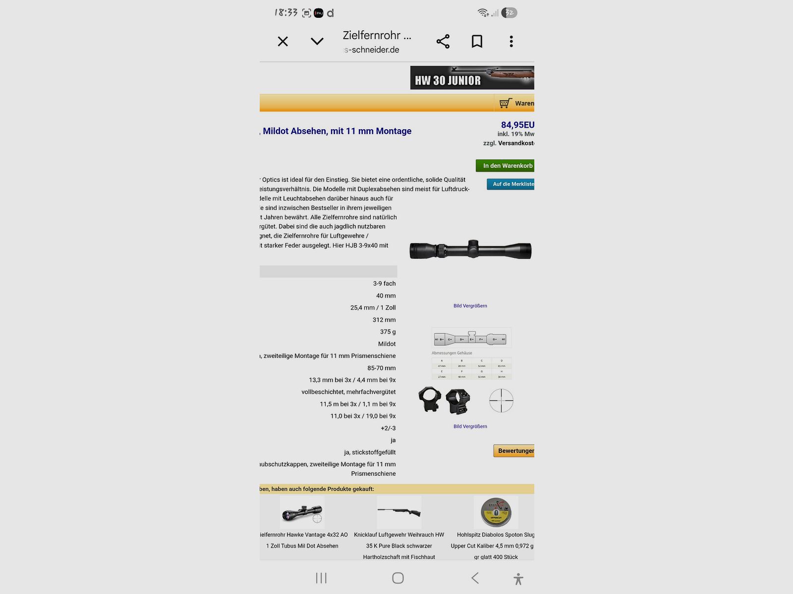 HW77 Air rifle Caliber .22 Luftdruckgewehr von Weihrauch 