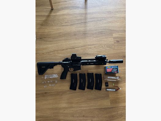 Umarex HK416 A5 Sportsline 1,3 Joule – état comme neuf avec beaucoup d'accessoires