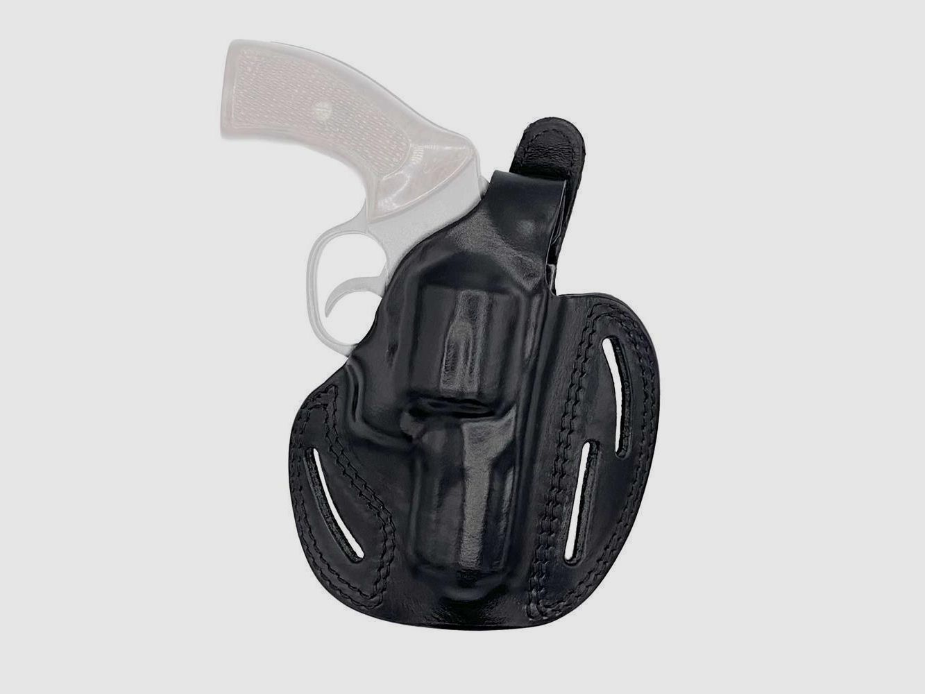 Pancake Holster mit zwei Tragepositionen 2 1/2" S&W K/L Frame, HW 357, Ruger,Taurus Schwarz Linkshänder