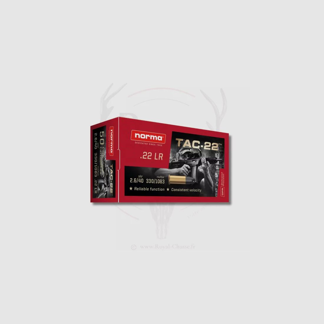 50 cartucce TAC-22 22LR 40GRS NORMA, immagine 1 di 2