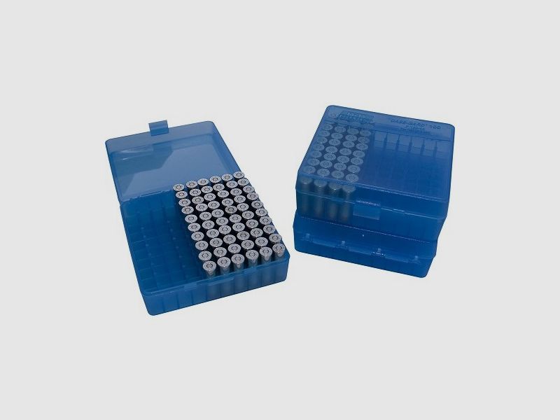 MTM P100-9 Munitionsbox 9mm, 380 Blau Transparent, Bild 3 von 3