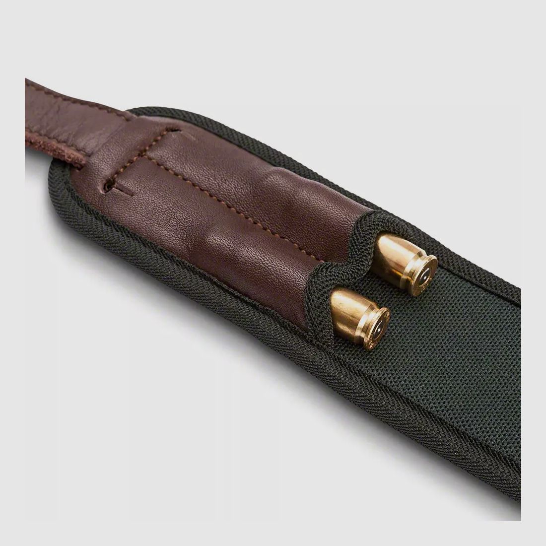 BLASER Gewehrriemen Extra breit: Neopren/Leder grün/braun m. 2 Patronenhalter, Bild 3 von 3