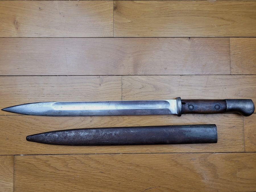 Gute deutsche Bajonett S14 – Herstellung FP Friedrich Plucker – ca. 1915 – Ersatzscheide – TBE+, Bild 5 von 11