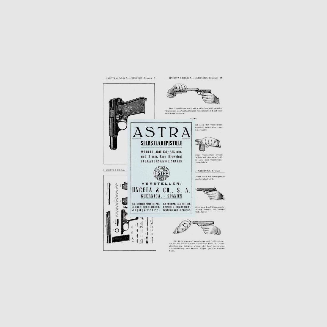 Nachdruck deutsche Bedienungsanleitung Pistole ASTRA 3000
