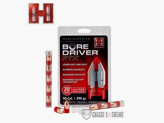 20 Geschosse HORNADY Bore Driver Kal. 50 .499 290Gr FTX